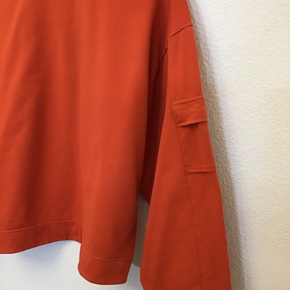 Athleta Lg Retroterry 1/4 Zip Sweatshirt Women’s Pumpkin Orange Athletic Boxy - Picture 6 of 11
